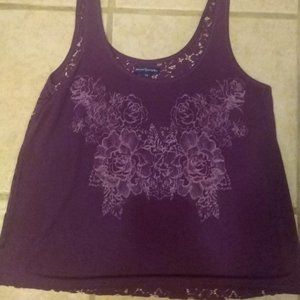 American Eagle butterfly lace tank dark purple MD